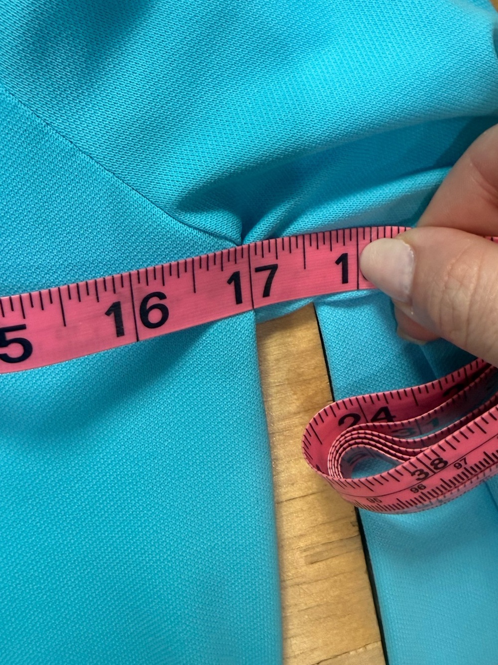 Lilly Pulitzer Luxletic Ruffle Collar Pullover Top Gold Buttons  Light Blue S - Picture 8 of 8